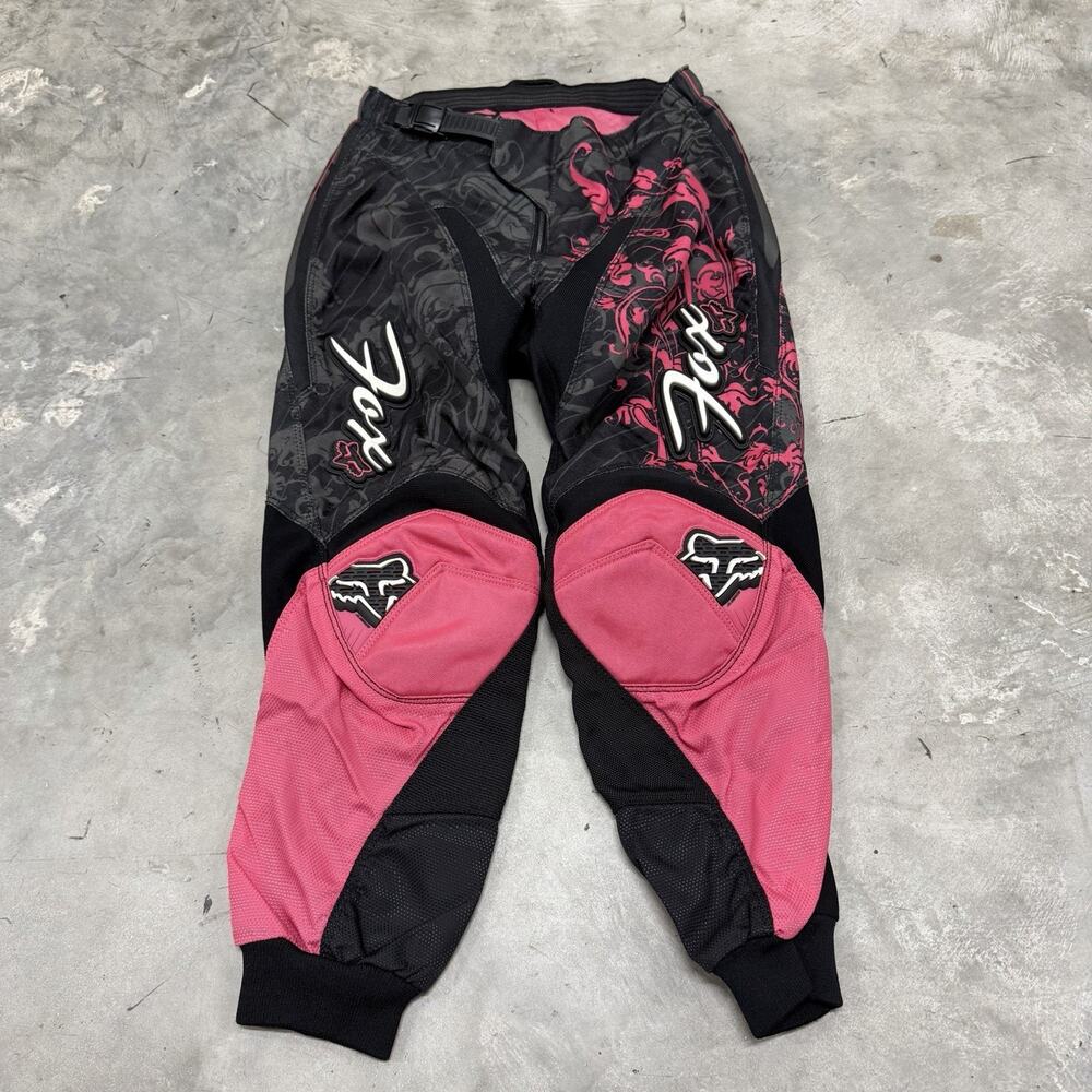 Fox 180 Girls Riding Pants Punk Pink Black And White Size 10/26